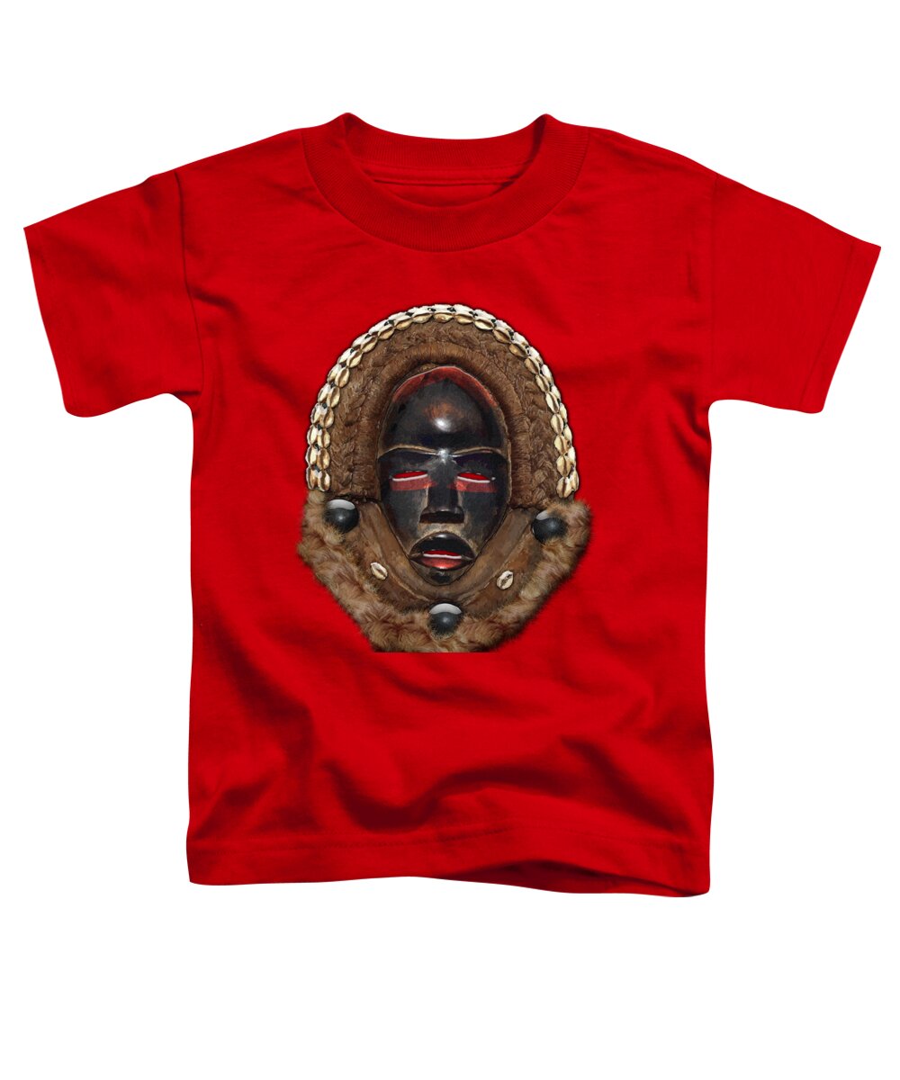 'treasures Of Africa' Collection By Serge Averbukh Toddler T-Shirt featuring the digital art Dean Gle Mask by Dan People of the Ivory Coast and Liberia on Red Leather by Serge Averbukh