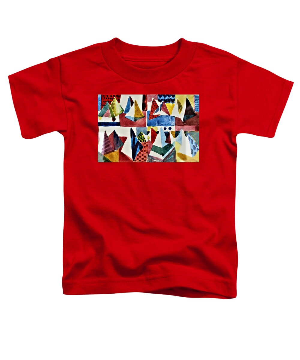 Pyramids Toddler T-Shirt featuring the painting Designs for Pyramids by Mindy Newman