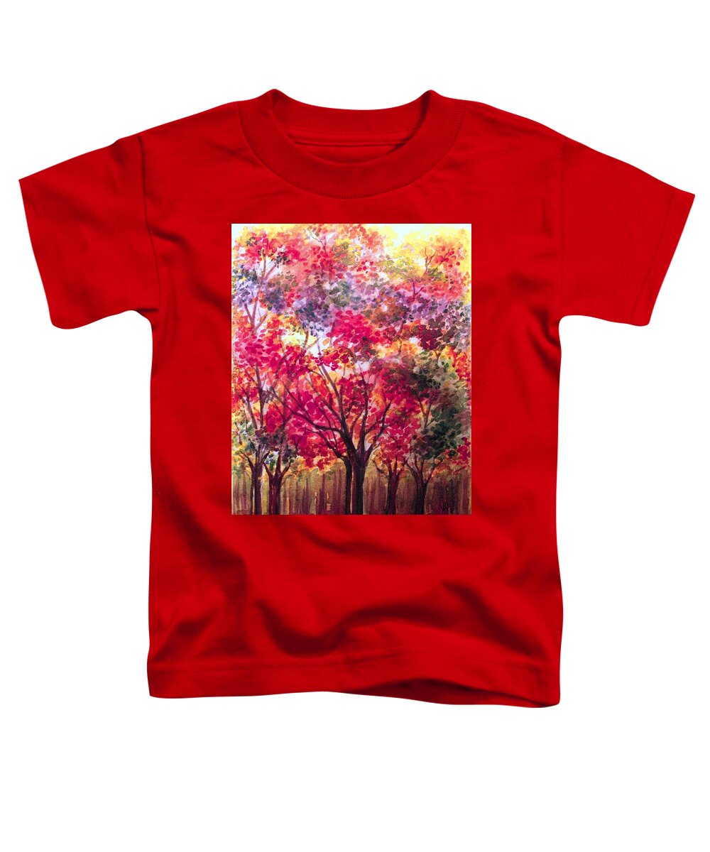 Fall Leaves Toddler T-Shirt featuring the painting Fall in the Forest by Hazel Holland