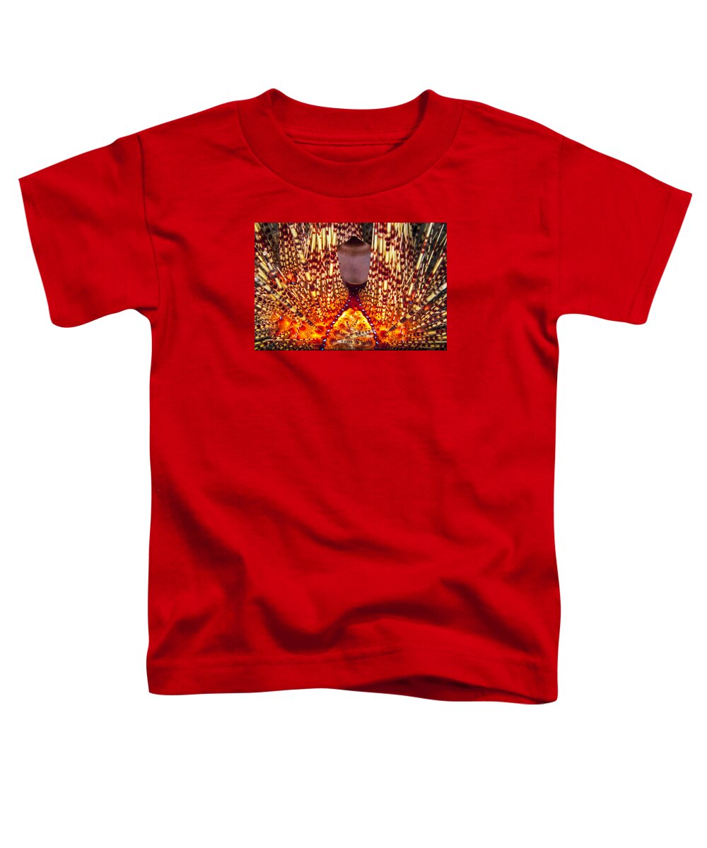 Magnificent Toddler T-Shirt featuring the photograph Fire Beneath the Waves by Sandra Edwards