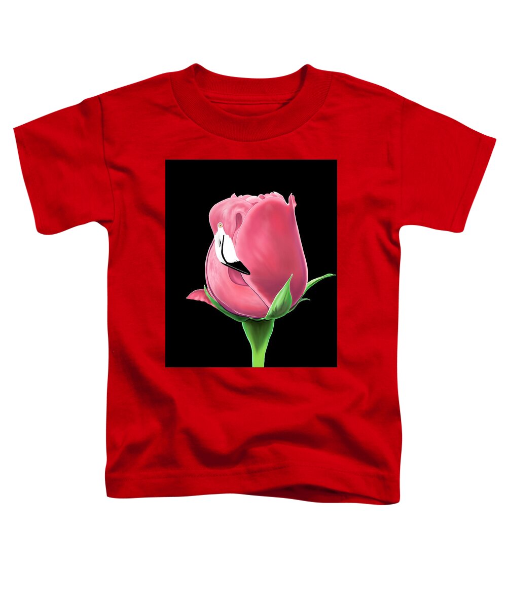 Rose Toddler T-Shirt featuring the digital art Flamingo Rose by Norman Klein