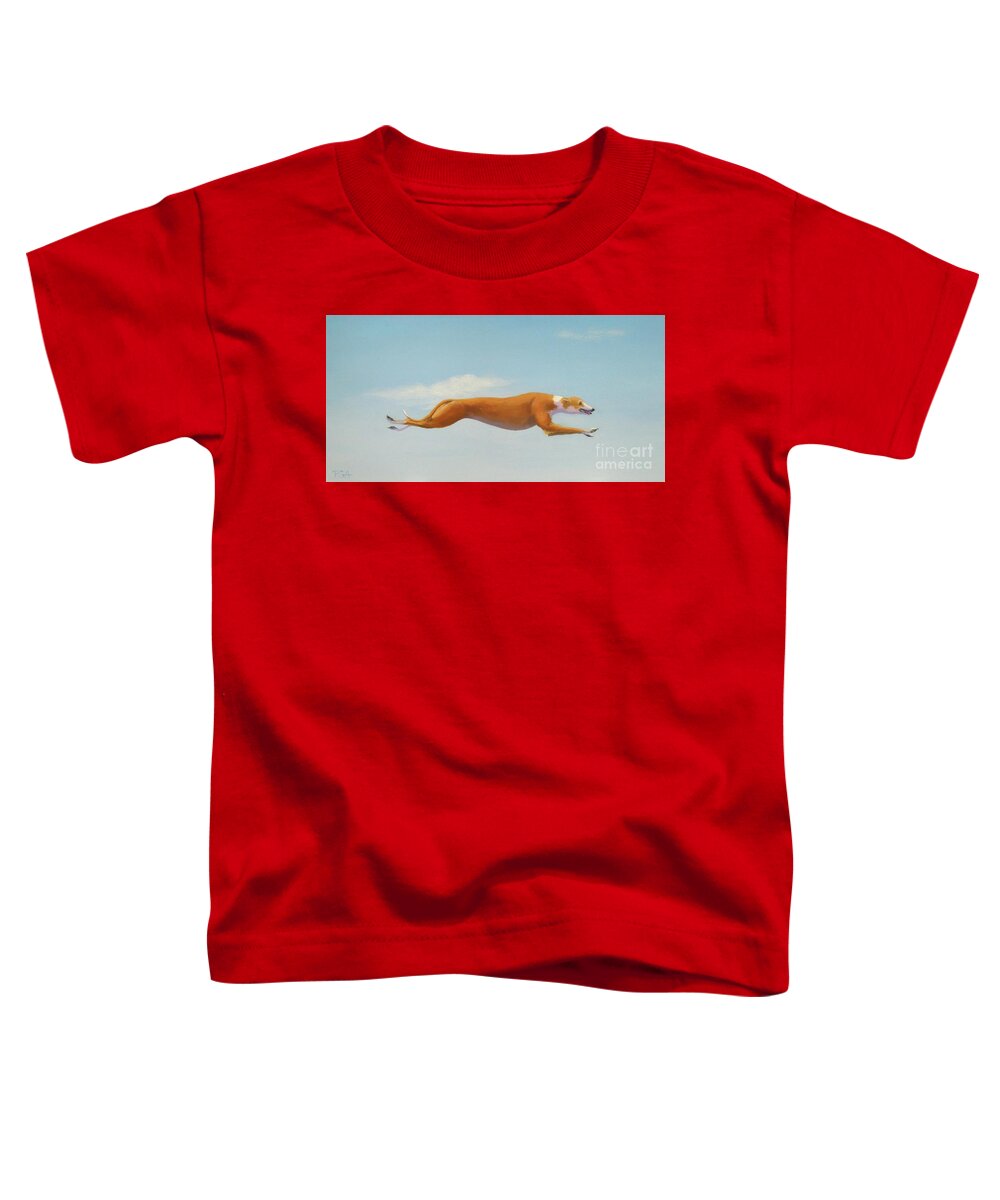 Greyhound Toddler T-Shirt featuring the painting Flight Risk by Phyllis Andrews
