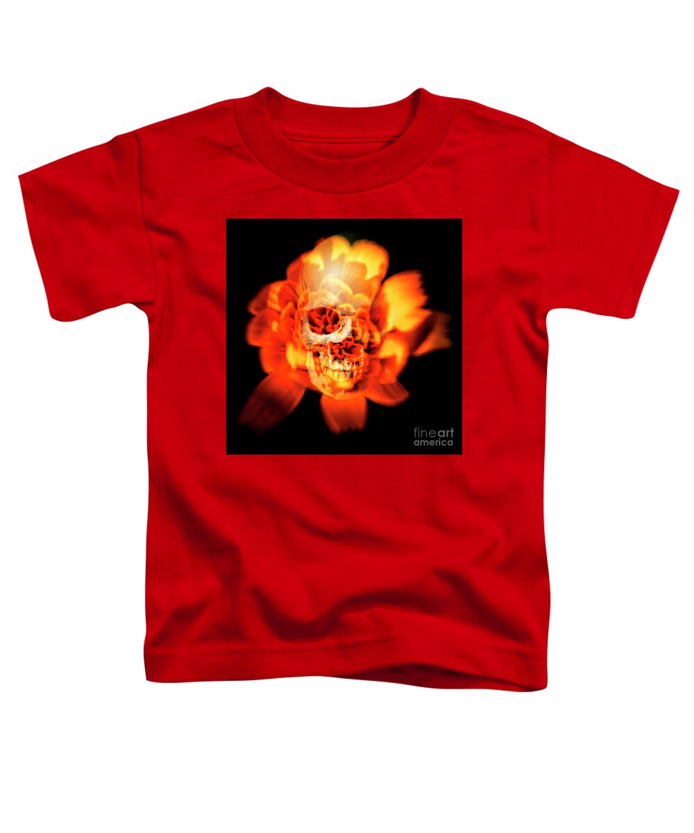 Halloween Toddler T-Shirt featuring the photograph Flower skull by Jorgo Photography