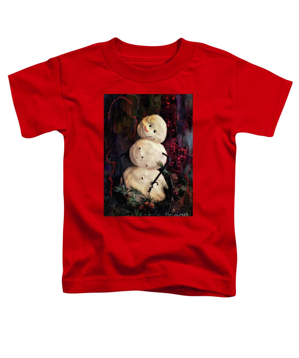 Snowman Toddler T-Shirt featuring the digital art Forest Snowman by Lois Bryan
