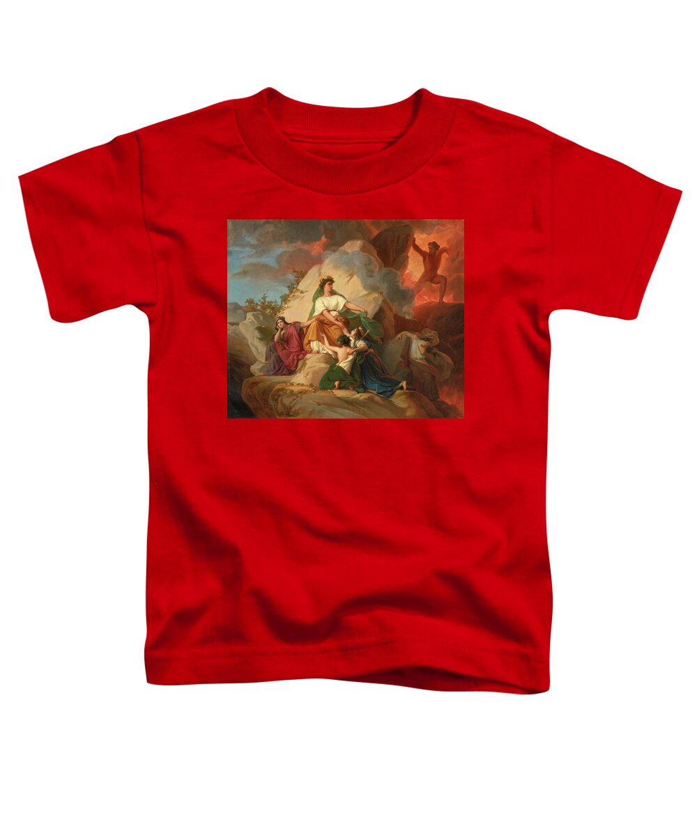 Francois-edouard Picot Toddler T-Shirt featuring the painting Cybele opposing Vesuvius to protect the Cities of Stabia Herculaneum Pompeii by Francois-Edouard Picot