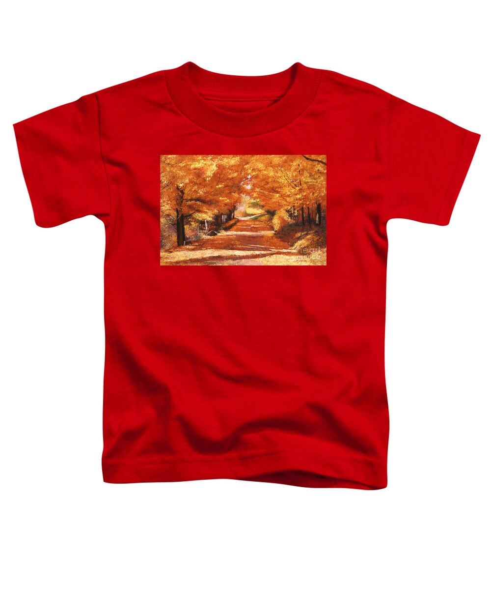 Autumn Toddler T-Shirt featuring the painting Golden Autumn by David Lloyd Glover