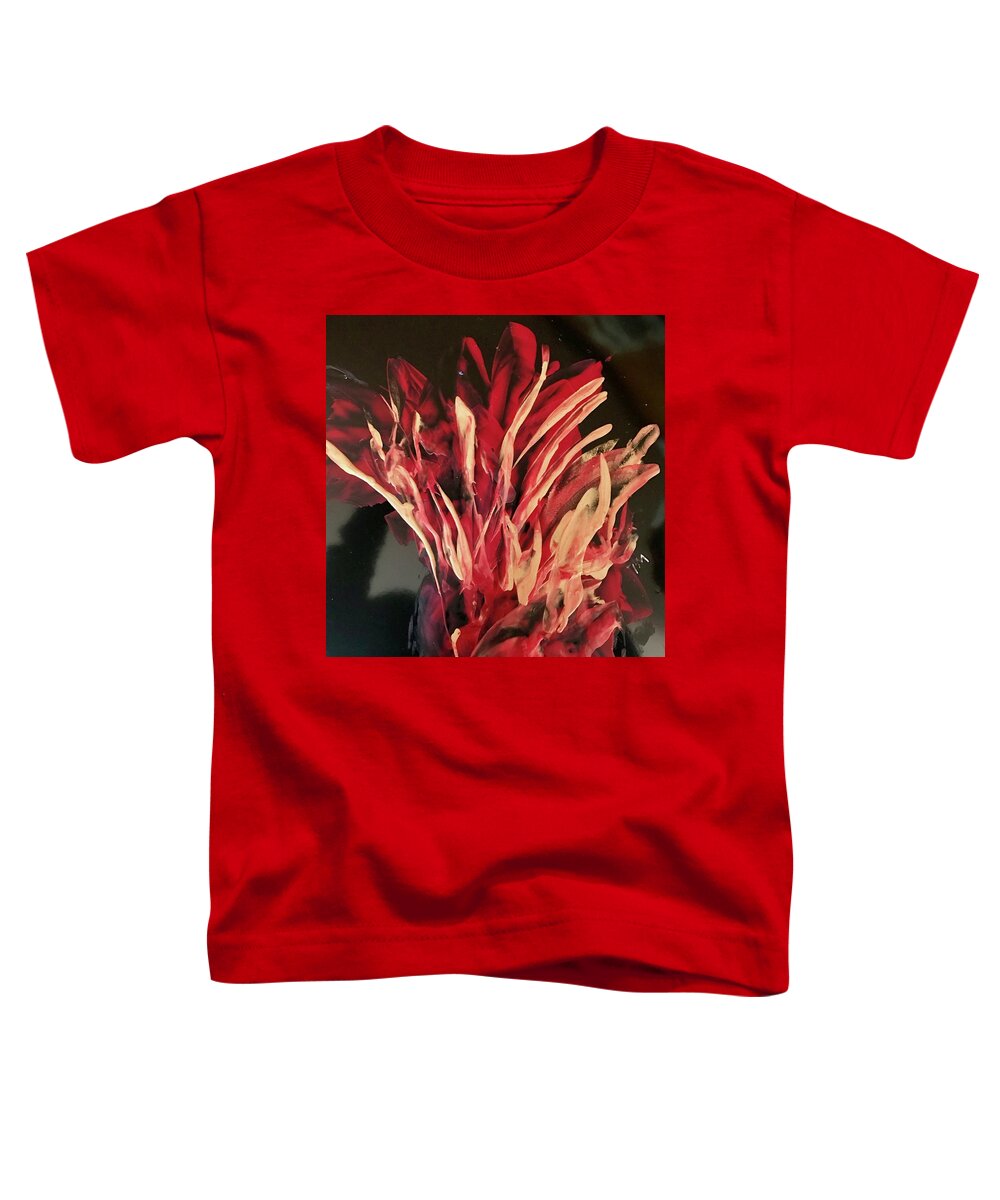 Red Toddler T-Shirt featuring the painting Golden Flowers by Tommy McDonell
