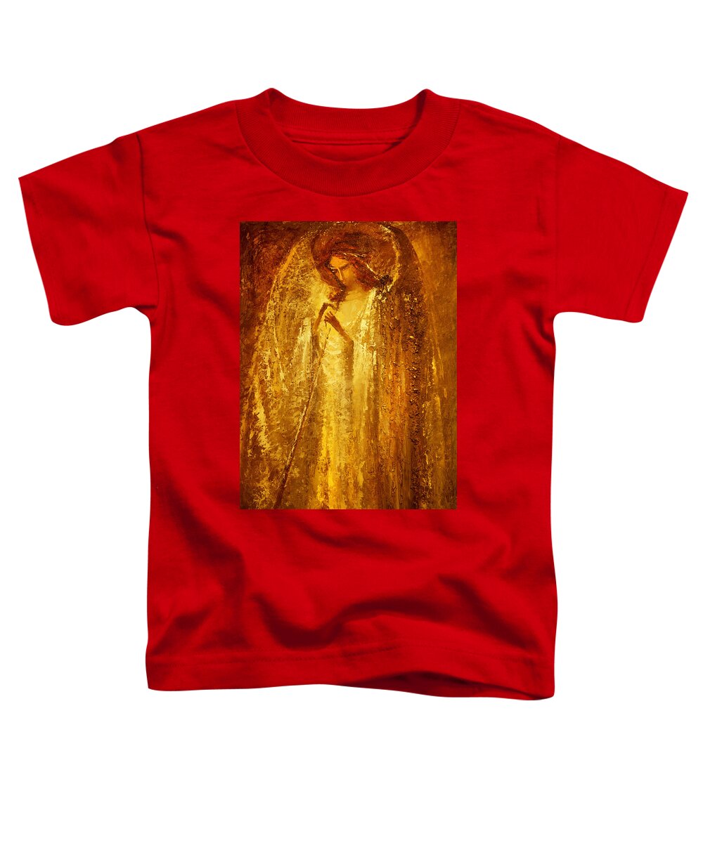 Angel Toddler T-Shirt featuring the painting Golden Light of Angel by Valentina Kondrashova