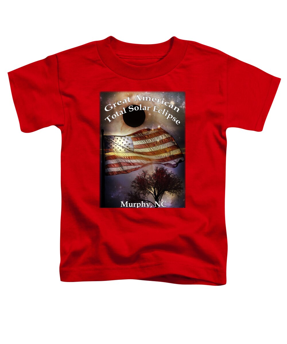 American Toddler T-Shirt featuring the digital art Great American Eclipse American Flag T Shirt Art by Debra and Dave Vanderlaan