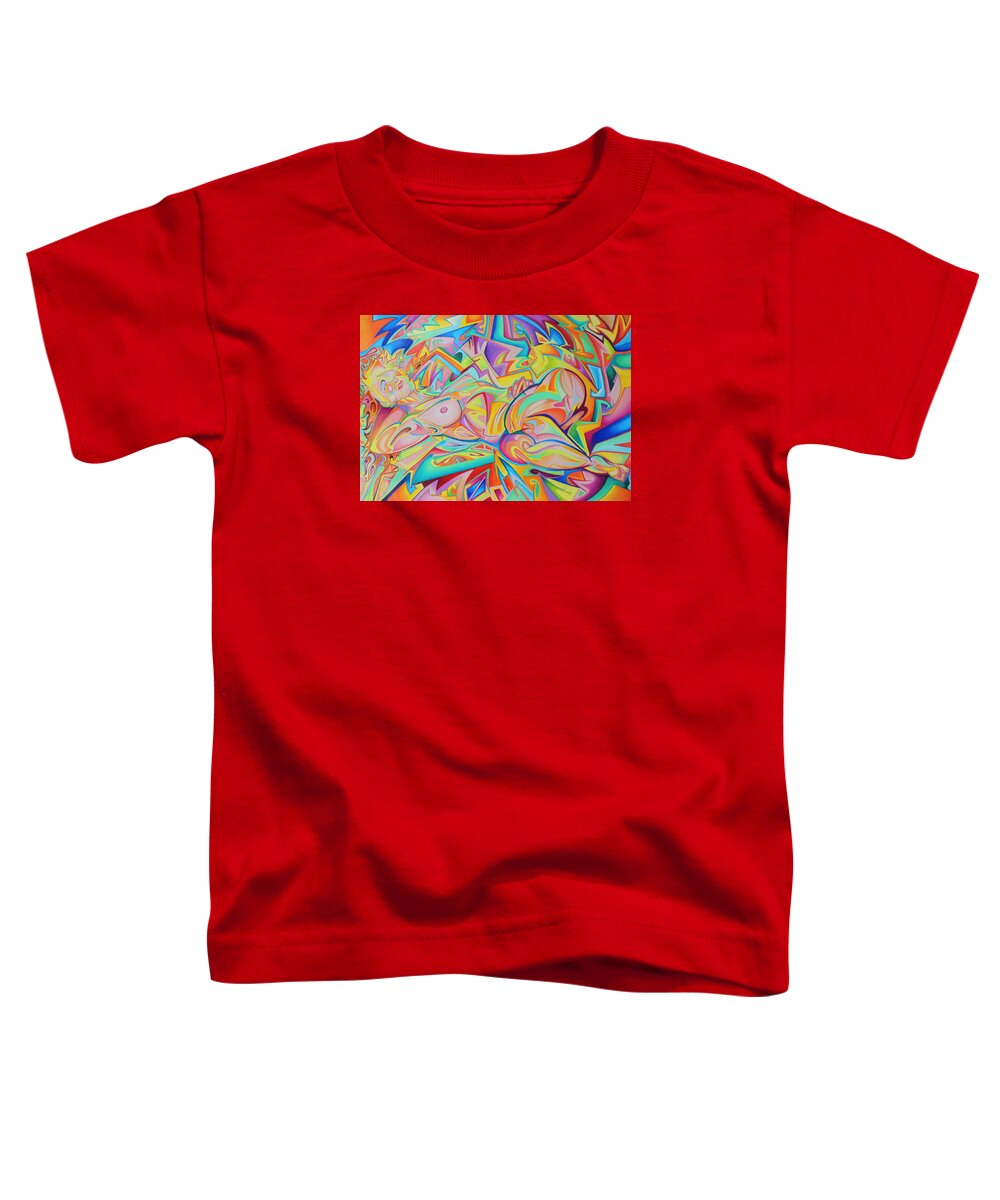 Psychedelic Art Toddler T-Shirt featuring the drawing Hannah-Pseudo-futurist Nude 5 by Andrew Chambers