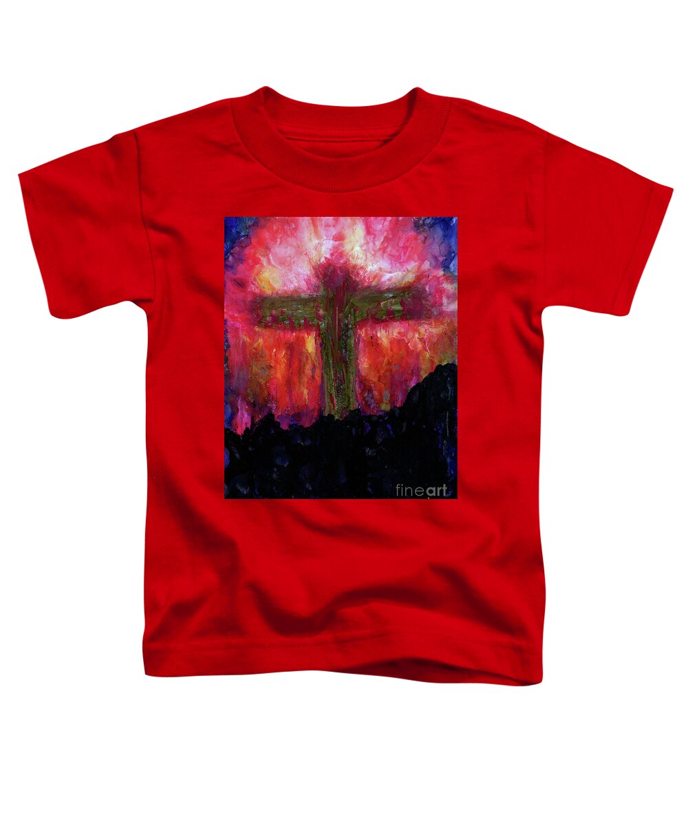 Cross Toddler T-Shirt featuring the painting He is Risen by Eunice Warfel