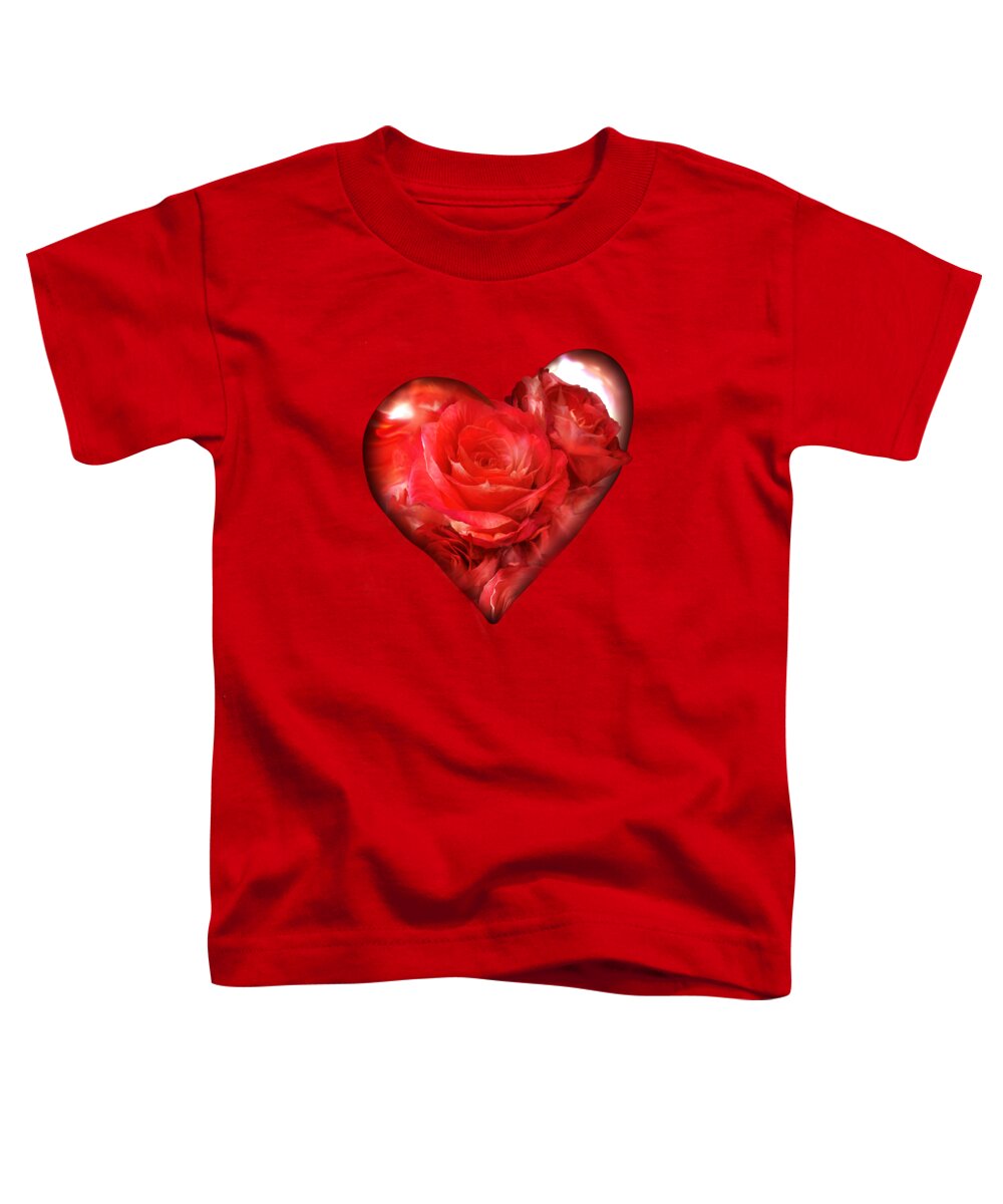 Rose Toddler T-Shirt featuring the mixed media Heart Of A Rose - Red by Carol Cavalaris