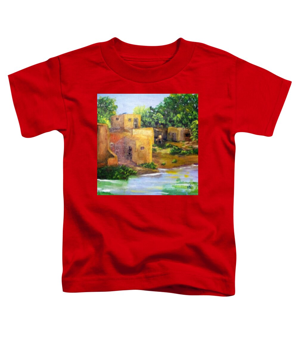 Pueblo Toddler T-Shirt featuring the painting Hometown by Saundra Johnson