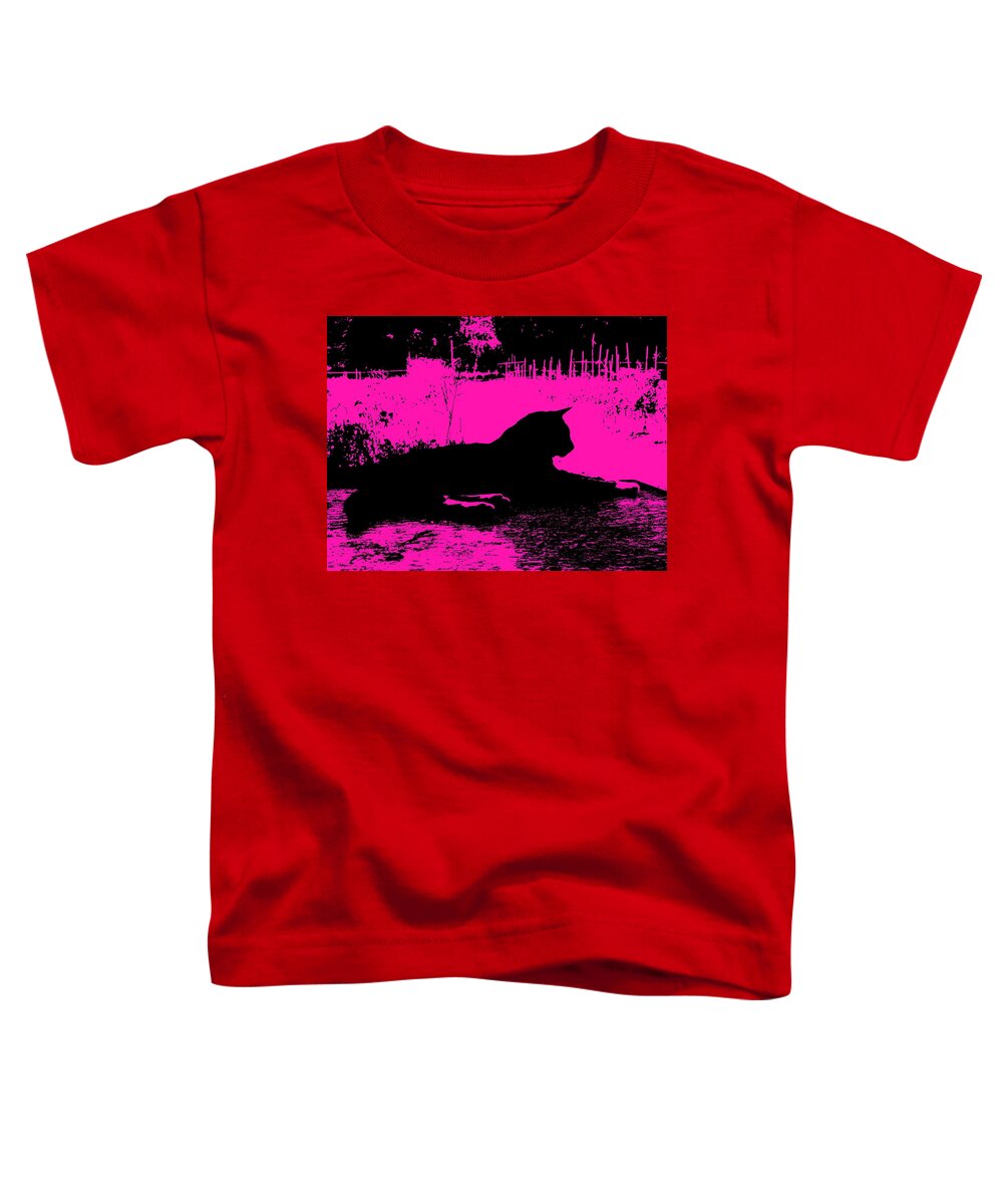 #purple #digitaleffect Of #cat #hopsing #farm In #georgia Toddler T-Shirt featuring the photograph Hopsing Still on Garden Duty by Belinda Lee