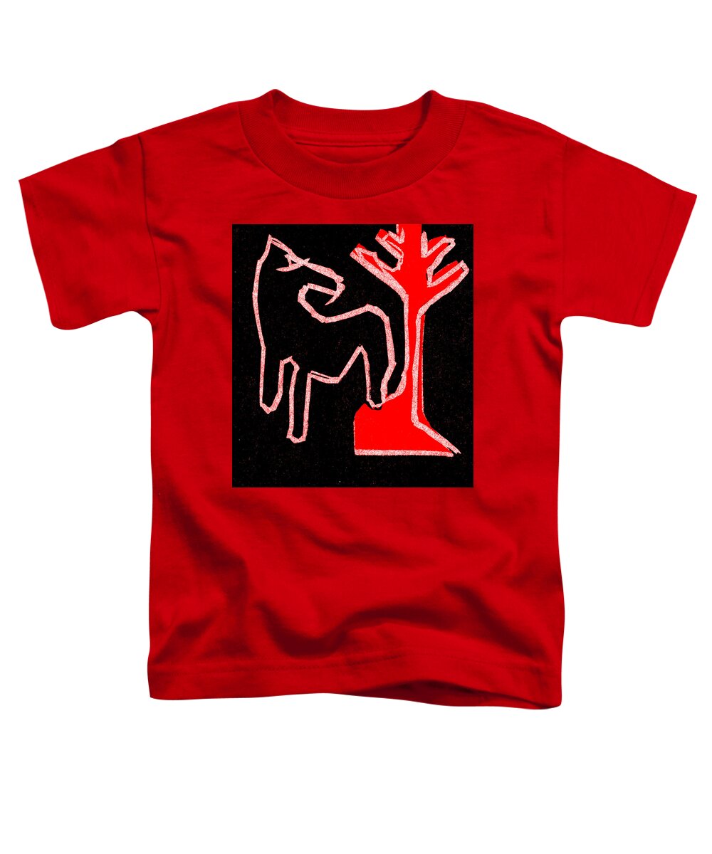 Horse Toddler T-Shirt featuring the digital art Horse and a tree by Edgeworth Johnstone
