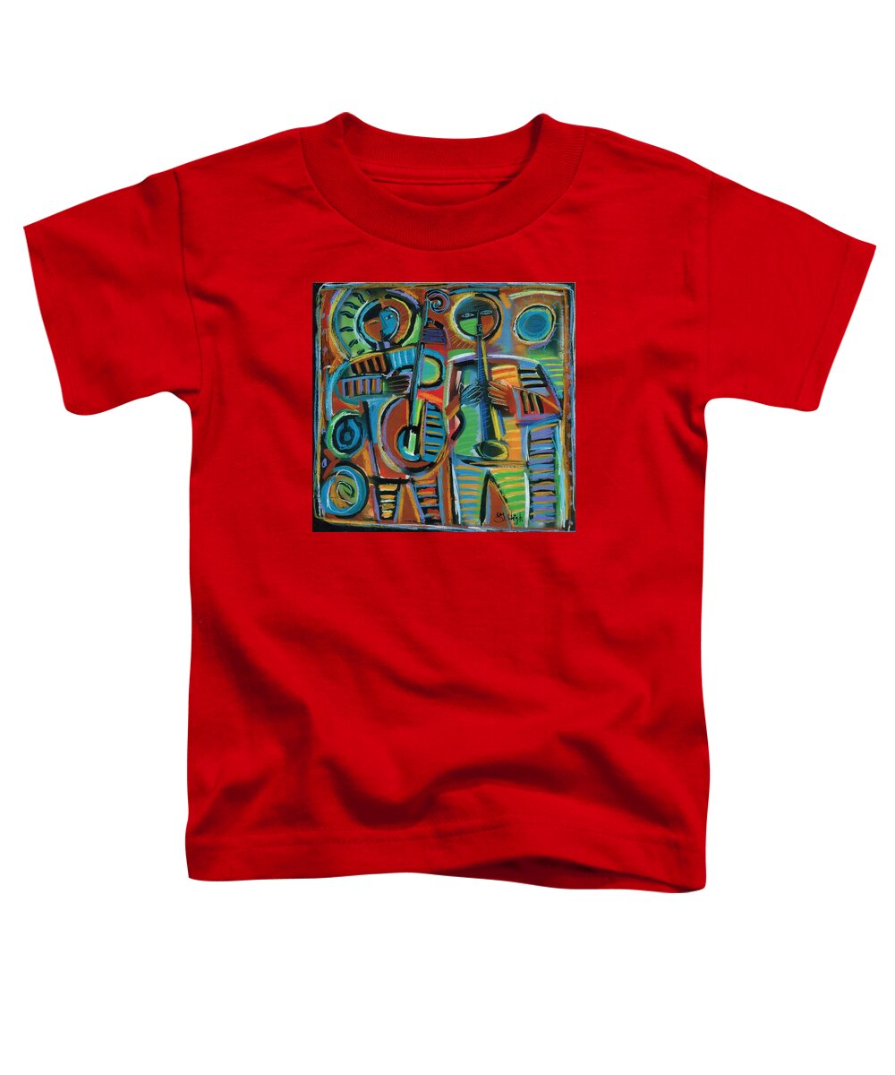 Jazz Duo Toddler T-Shirt featuring the painting Jazzmen 2 Music Gods by Gerry High