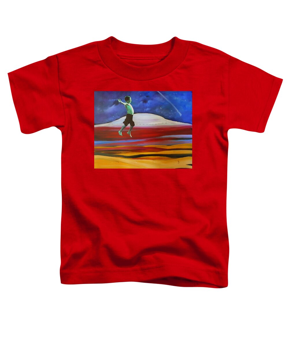 Kenny Toddler T-Shirt featuring the painting Kenny Jumpin for Joy  88 by Cheryl Nancy Ann Gordon