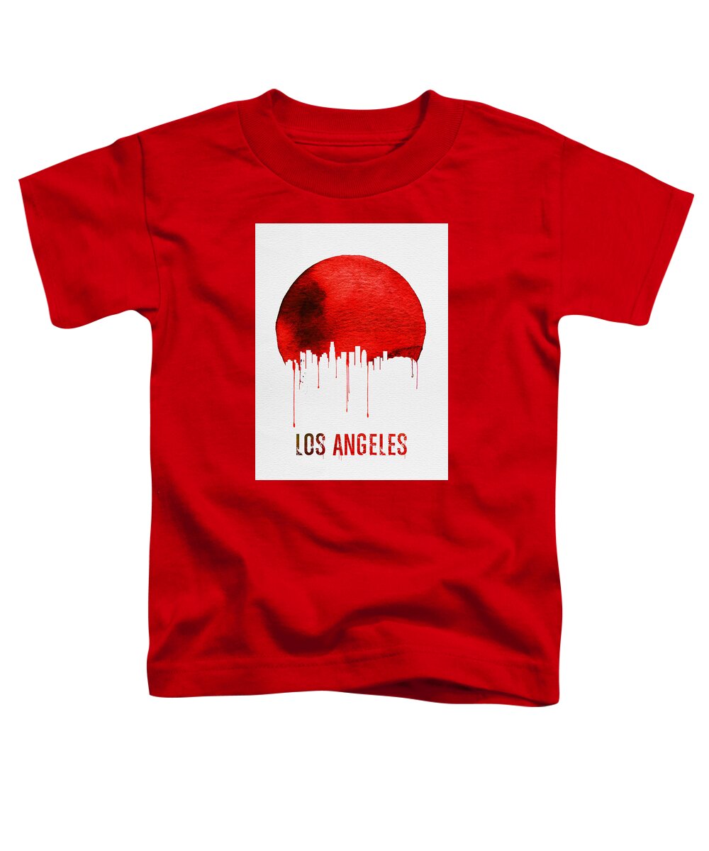 Los Angeles Toddler T-Shirt featuring the painting Los Angeles Skyline Red by Naxart Studio