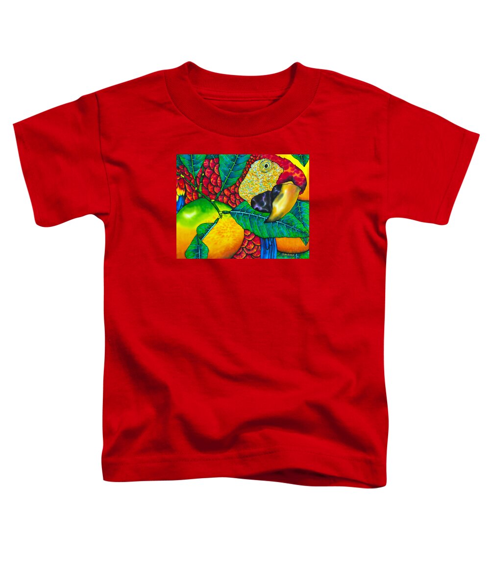 Jean-baptiste Design Toddler T-Shirt featuring the painting Macaw Close Up - Exotic Bird by Daniel Jean-Baptiste