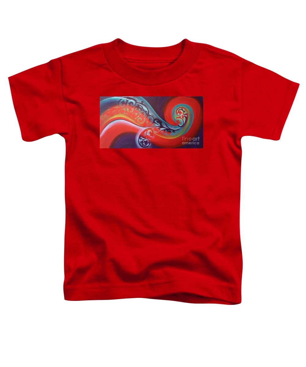 Abstract Toddler T-Shirt featuring the painting Magical Wave Fire by Reina Cottier