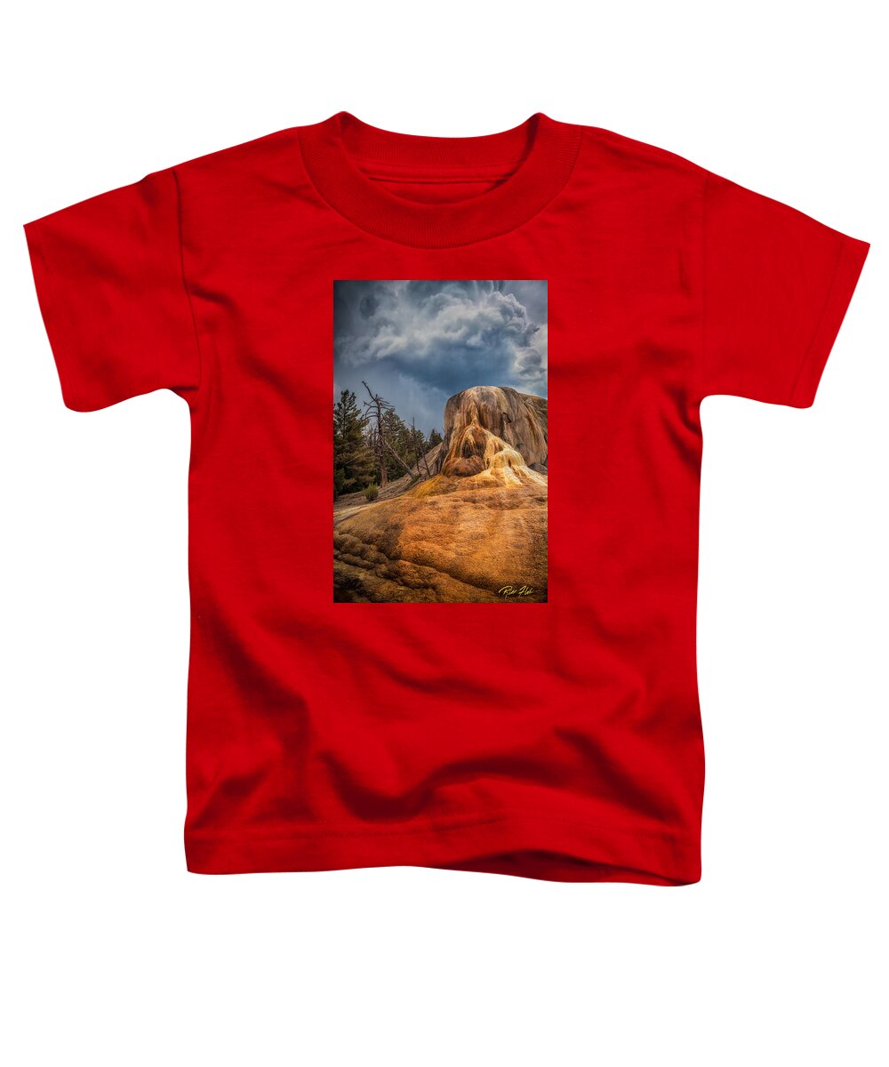 Mammoth Hot Springs Toddler T-Shirt featuring the photograph Mammoth Under Storm by Rikk Flohr