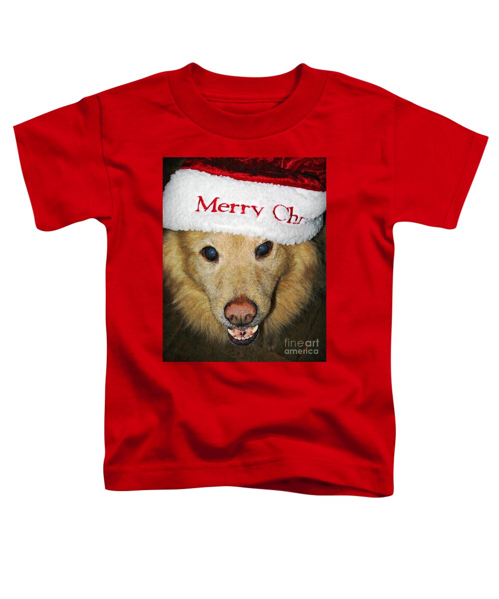 Dog Toddler T-Shirt featuring the photograph Merry Christmas by Sarah Loft