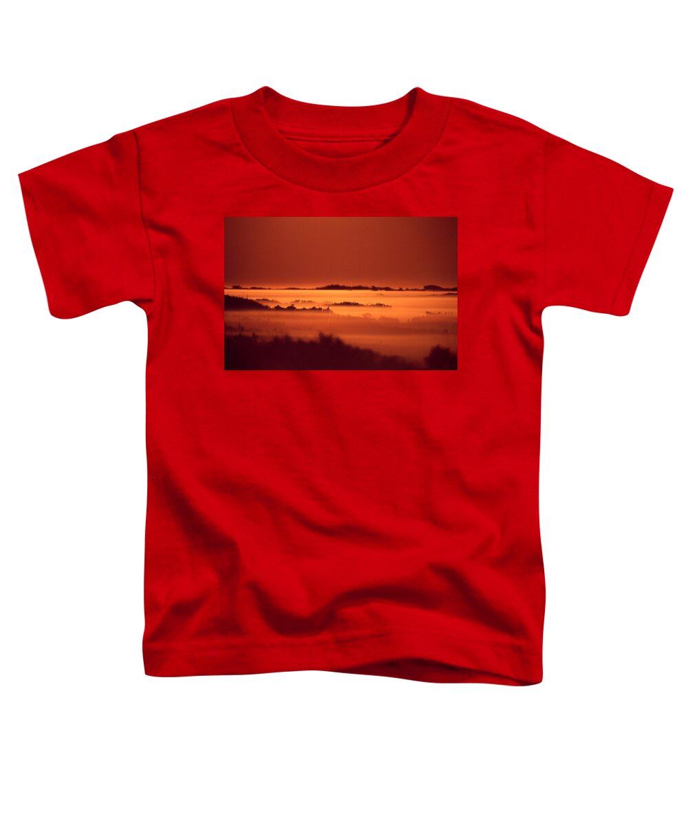 Photo Decor Toddler T-Shirt featuring the photograph Misty Meadow at Sunrise by Steven Huszar