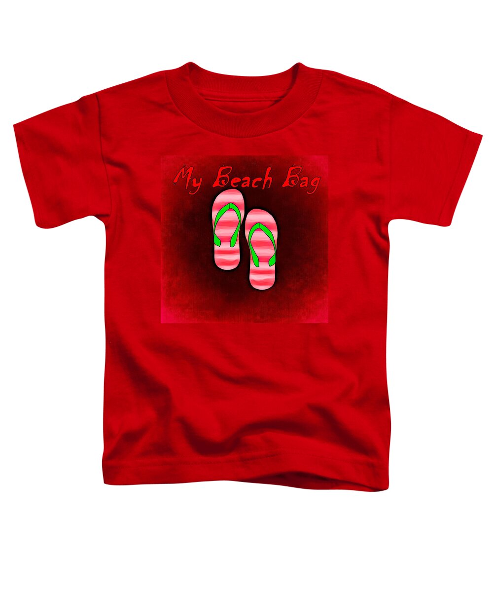 Bag Toddler T-Shirt featuring the digital art My Beach Bag with Sandals by Movie Poster Prints