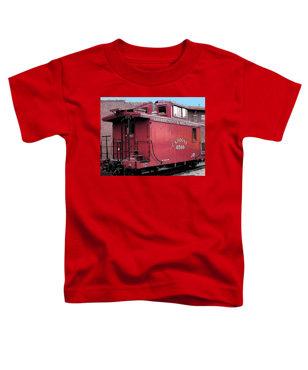 Durango Toddler T-Shirt featuring the digital art My Little Red Caboose by Gary Baird