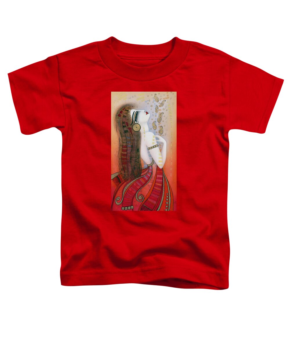Red Toddler T-Shirt featuring the painting My soul is a moan... by Albena Vatcheva