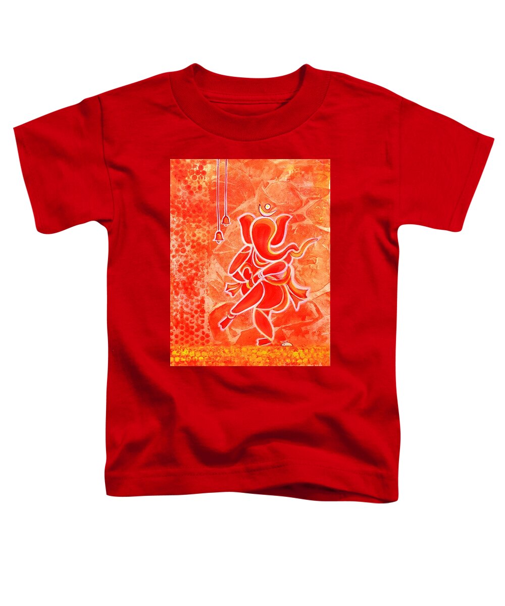 Ganesha Toddler T-Shirt featuring the painting Nritya Ganesha- Dancing god by Manjiri Kanvinde