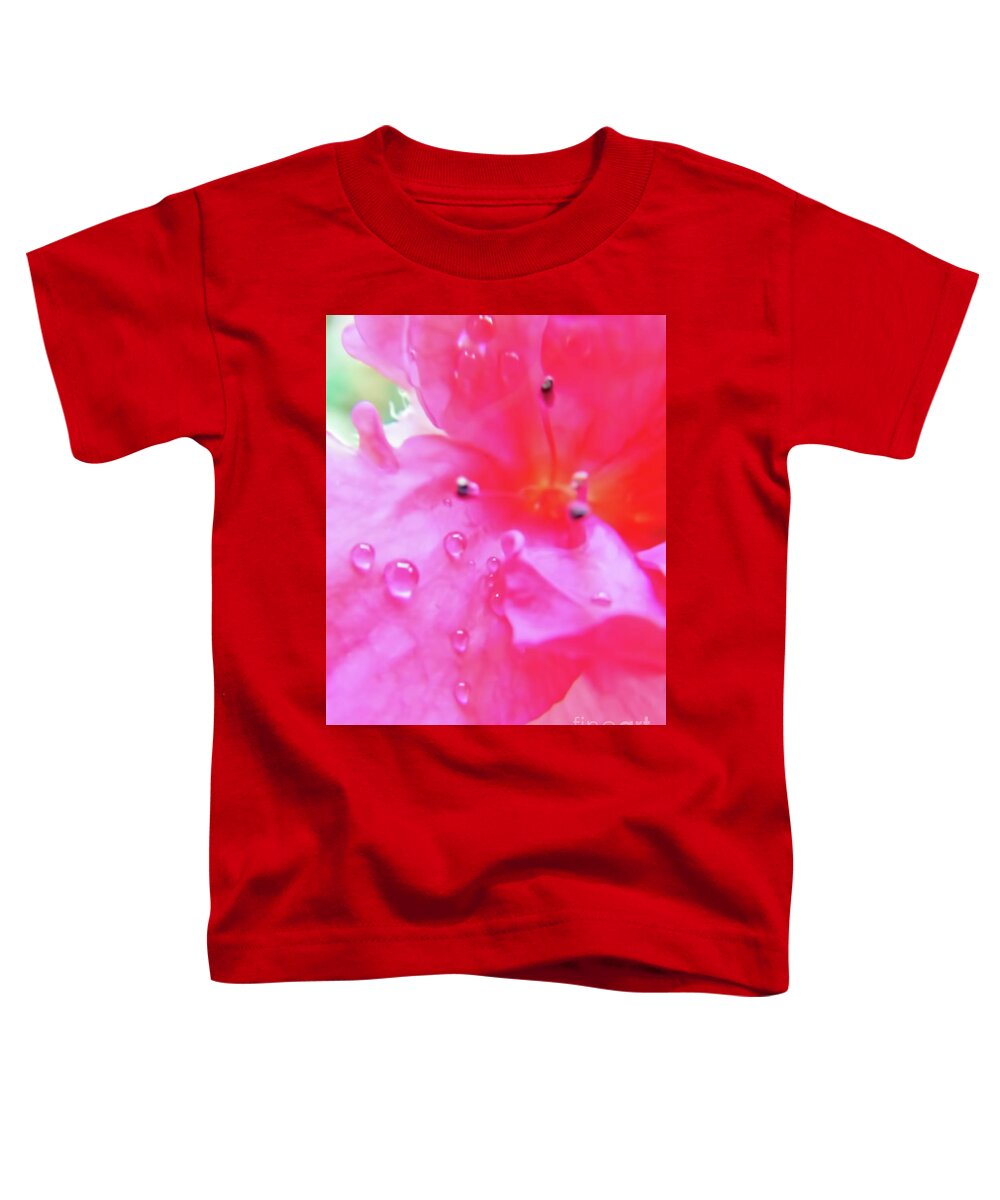 Azalea Toddler T-Shirt featuring the photograph Pearls On The Petals by D Hackett