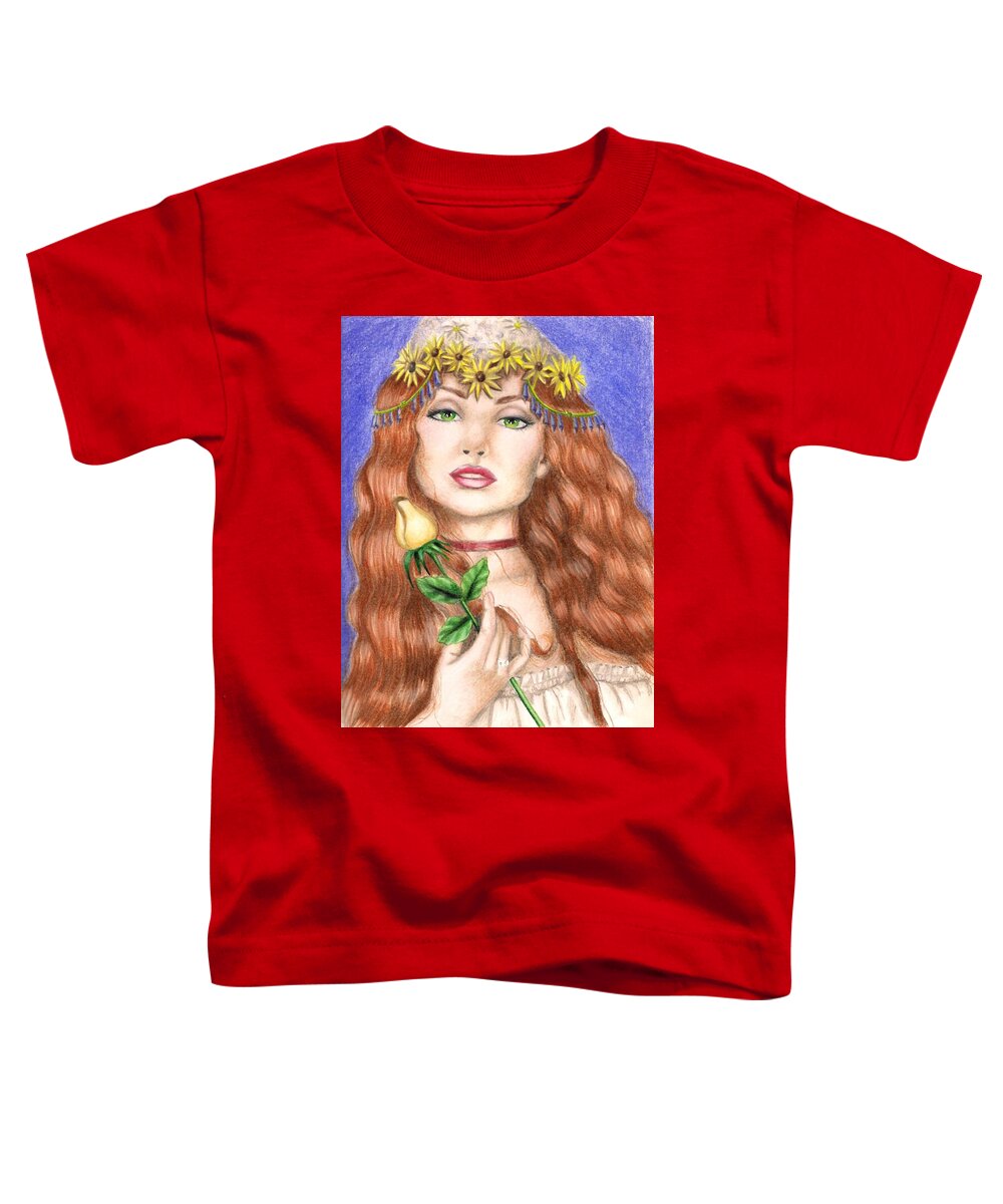 Colored Pencil Toddler T-Shirt featuring the drawing Peasant Girl by Scarlett Royale