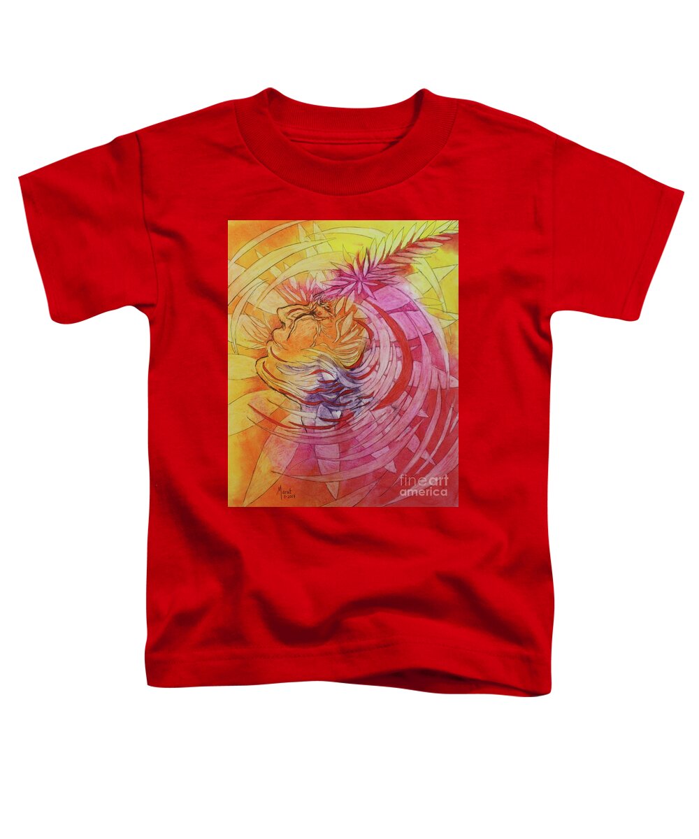 Northernlights Toddler T-Shirt featuring the drawing Polynesian Warrior by Marat Essex