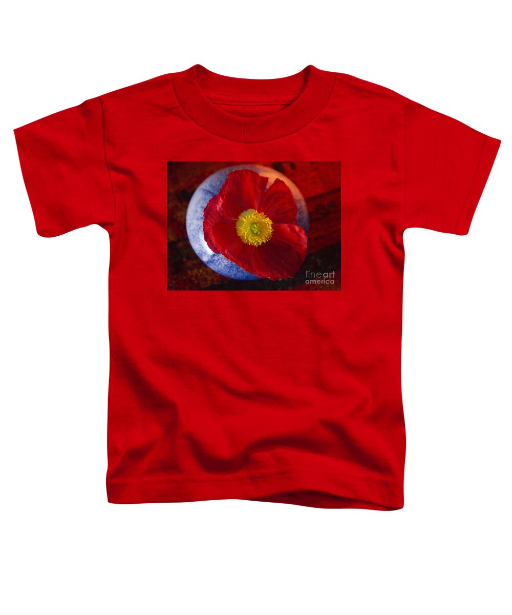 Red Toddler T-Shirt featuring the photograph Poppy on Orange by Jeanette French