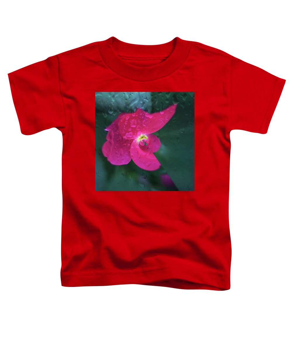 Flower Toddler T-Shirt featuring the photograph Rain drenched. by Usha Peddamatham