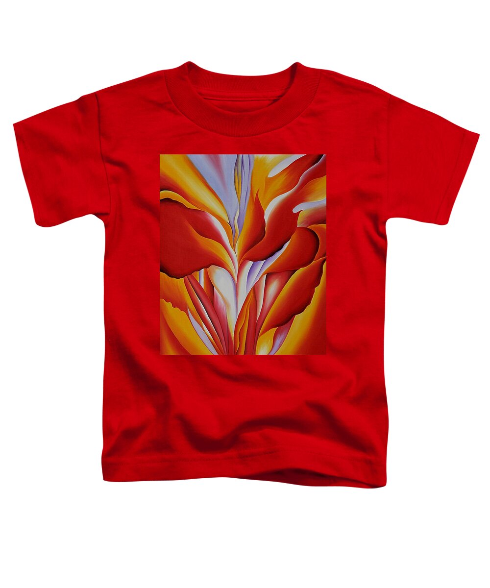 Red Toddler T-Shirt featuring the painting Red Canna by Georgia OKeefe