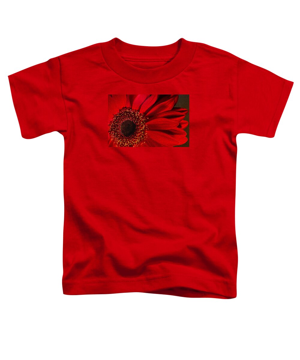 Flower Toddler T-Shirt featuring the photograph Red Chrysanthemum Flower Bloom in Oil Painting Fusion by John Williams