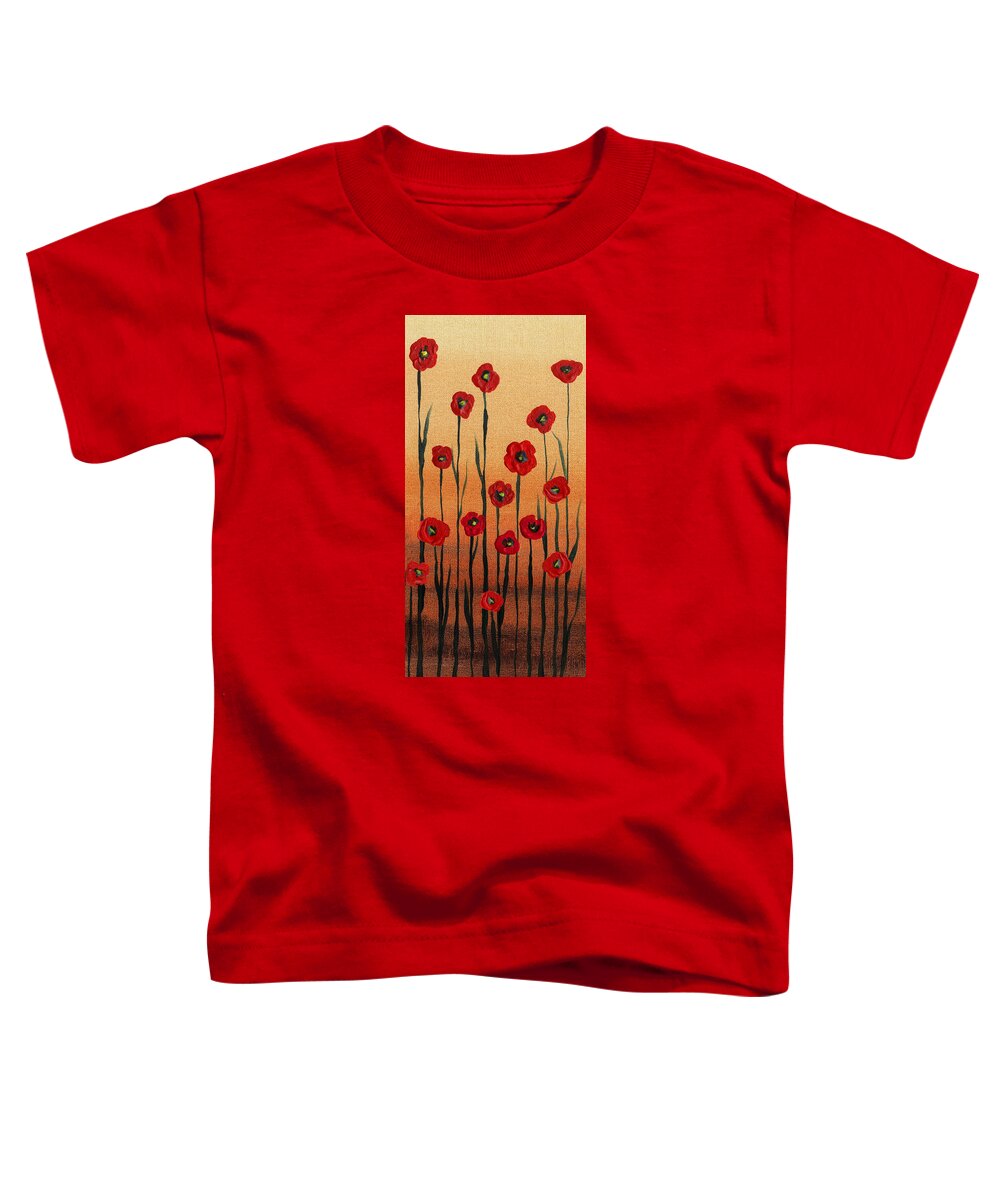 Poppies Toddler T-Shirt featuring the painting Red Poppies Artwork Decor by Irina Sztukowski