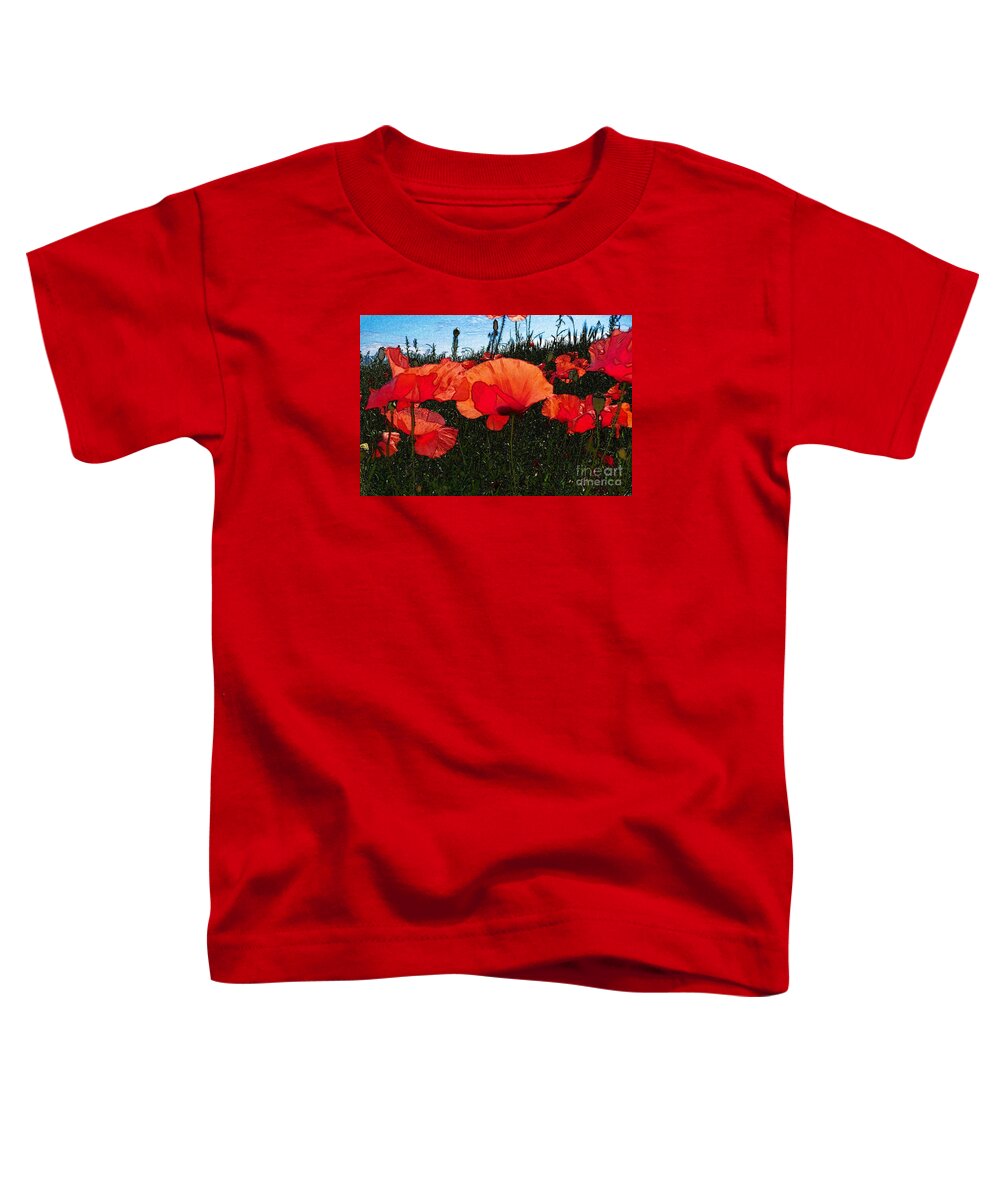Art Toddler T-Shirt featuring the photograph Red Poppy Flowers in grassland by Jean Bernard Roussilhe