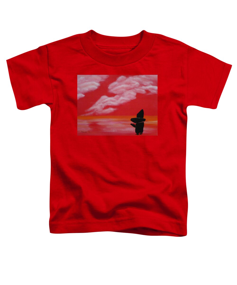 Red Toddler T-Shirt featuring the painting Red Sky1 by Monika Shepherdson