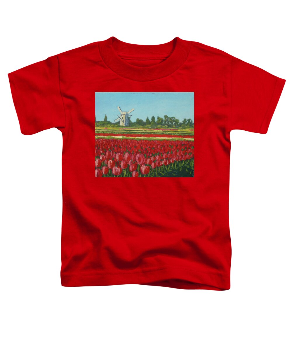 Tulips Toddler T-Shirt featuring the painting Red Tulips by Stan Chraminski