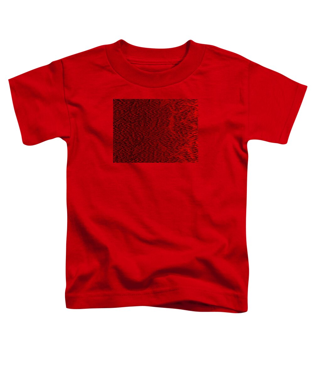 Rithmart Lines Curves Shadows Red Abstract Shades Black Texture Organic Underwater Fluid Plant Grow Growth Growing Iterative Fractal Recursive Light Dark Toddler T-Shirt featuring the digital art Red.428 by Gareth Lewis