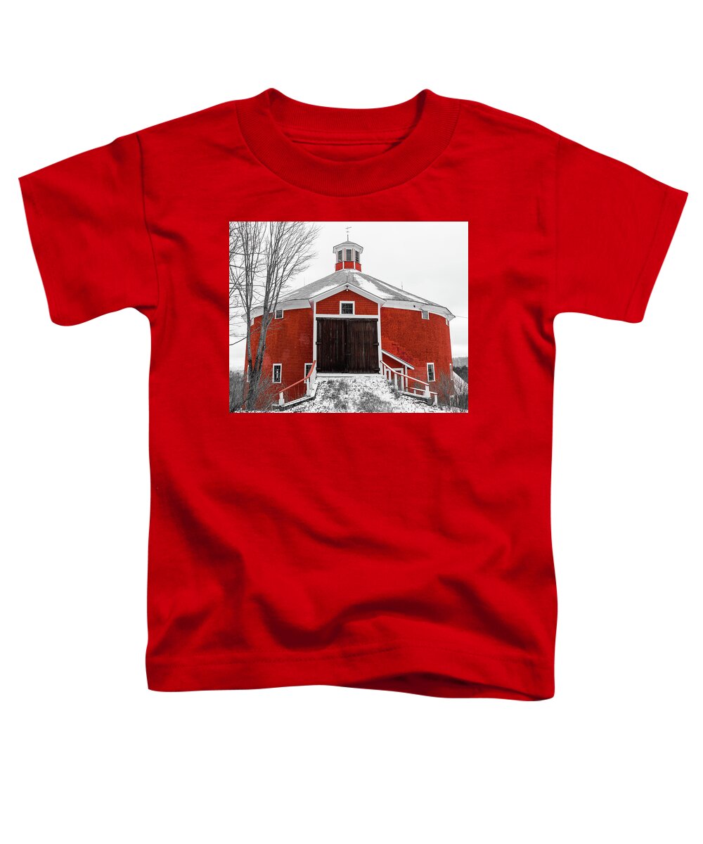 Barn Toddler T-Shirt featuring the photograph Round Red Barn by Tim Kirchoff