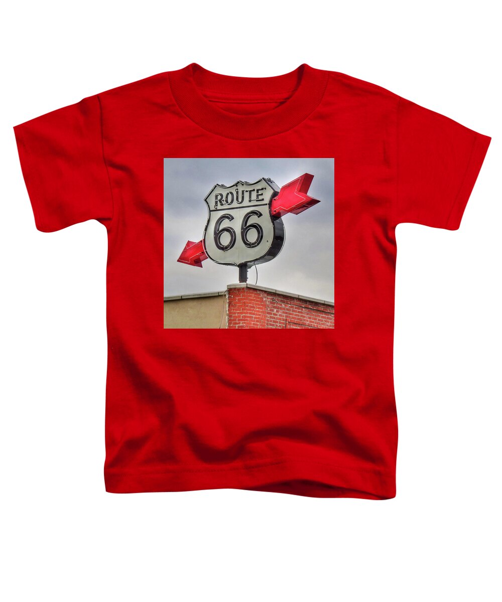 Route Toddler T-Shirt featuring the photograph Route 66 Sign by Bert Peake