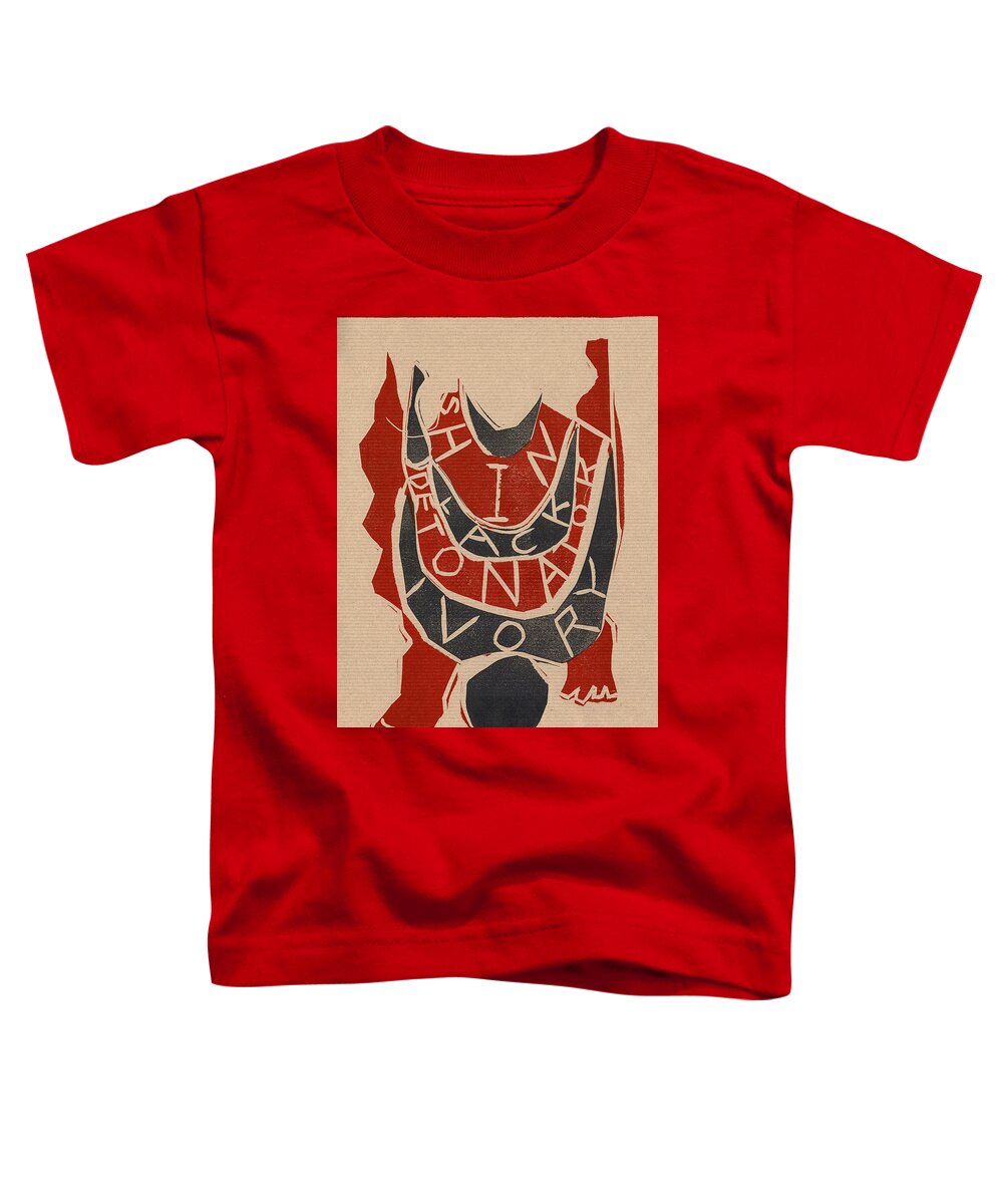 Poster Toddler T-Shirt featuring the relief Shin Detonator A4 lino 4 by Edgeworth Johnstone