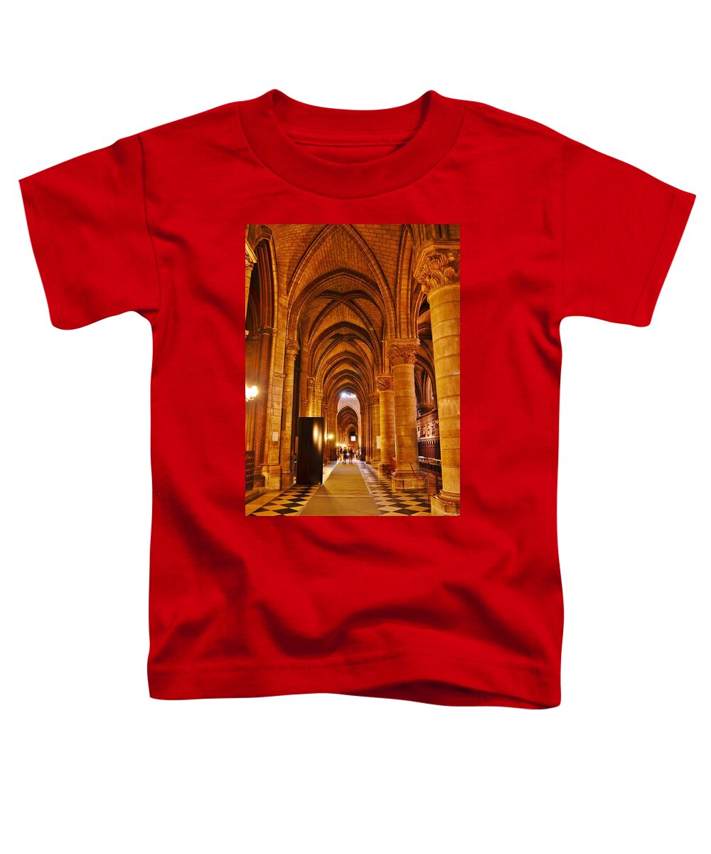Notre Dame Toddler T-Shirt featuring the photograph Side Hall Notre Dame Cathedral - Paris by Kim Bemis