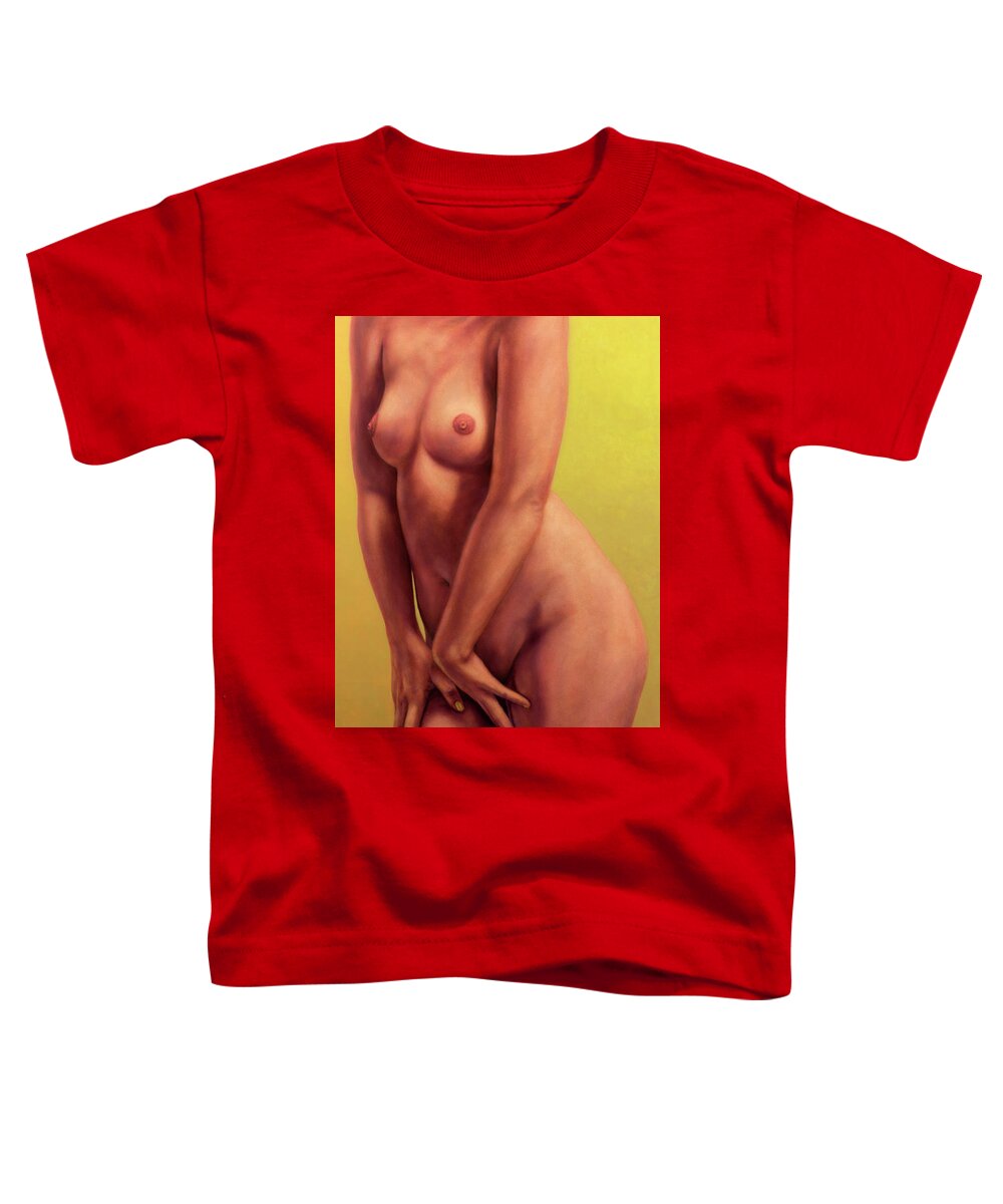 Female Toddler T-Shirt featuring the painting Standing Figure with Yellow Nails by James W Johnson