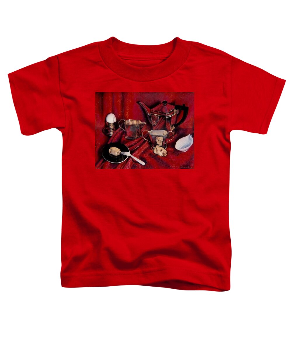 Red Toddler T-Shirt featuring the pastel Still life in Red by Constance Drescher