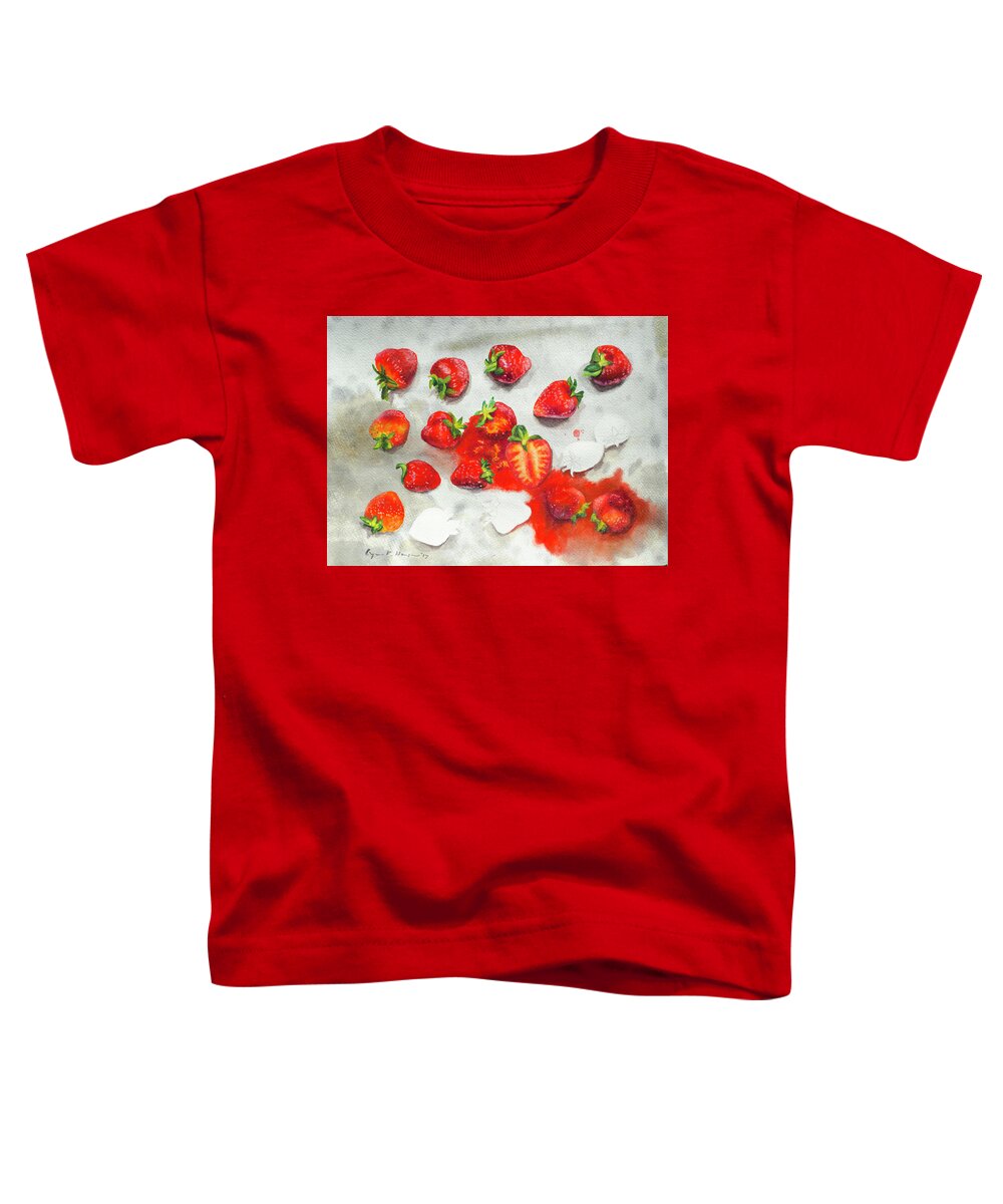 Berries Toddler T-Shirt featuring the painting Strawberries on Paper Towel by Lynn Hansen